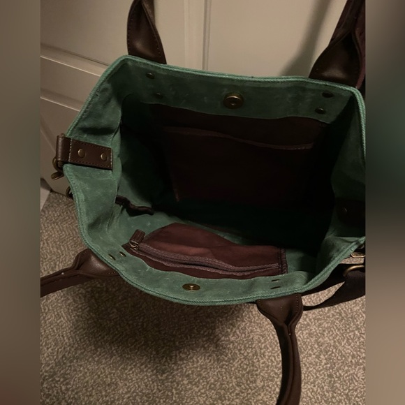 Green Canvas Levenger Oxford tote - Picture 4 of 4